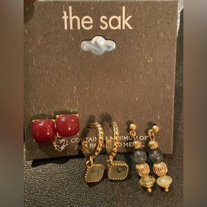 NWT The Sak Earring Set 3 Gold Tone With Beads